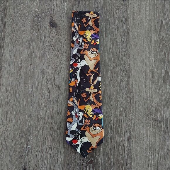 Vintage 90s Warner Bros. Looney Tunes Mania Tie - Picture 1 of 5